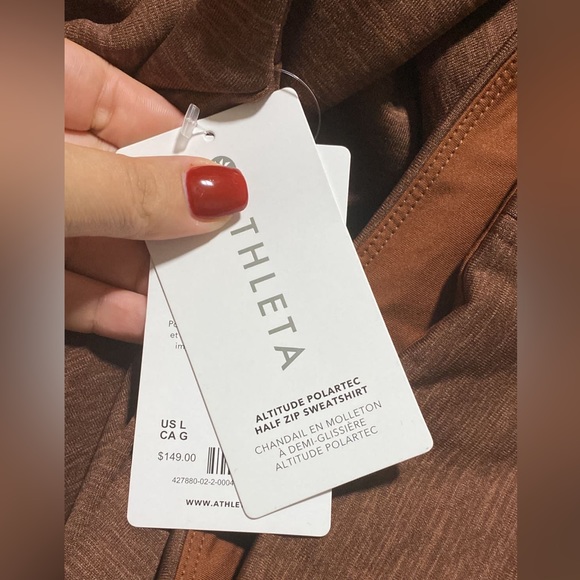 ATHLETA Altitude Polartec Half Zip Sweatshirt // Mahogany Heather - Picture 7 of 15